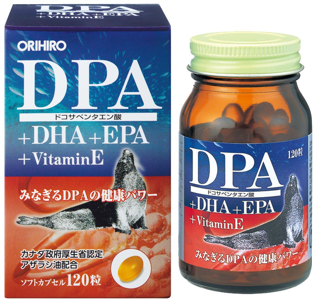 Orihiro DPA DHA EPA Capsules 120 Cap 30-Day Supply with Vitamin E