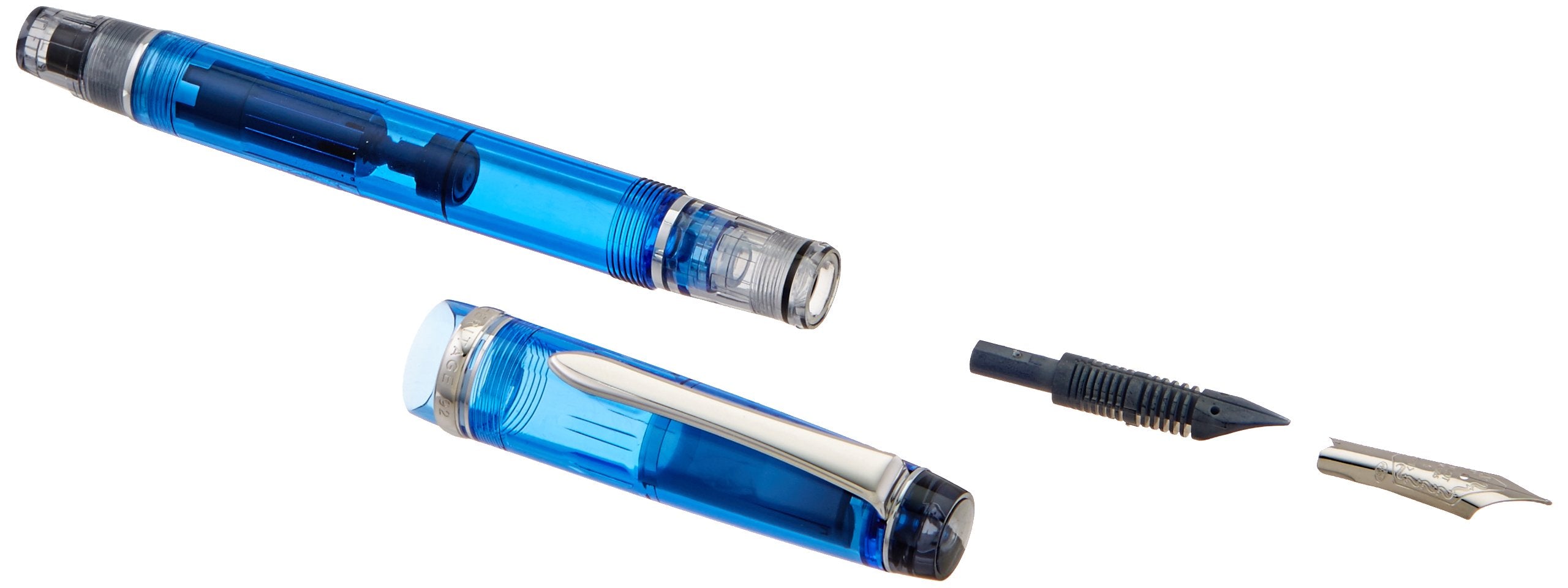 Pilot Custom Heritage 92 Medium Fine Point Fountain Pen in Transparent Blue