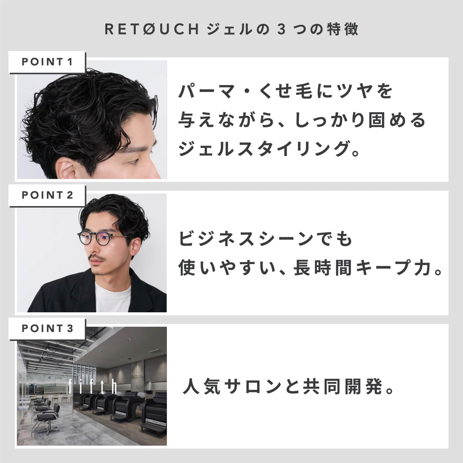 Retouch Hair Gel for Perms and Styling for Men Wavegel Hold 180g