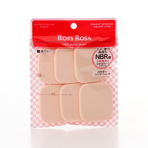 Rosie Rosa Makeup Sponge N Square L 6P - Compact Fitting Square Sponge