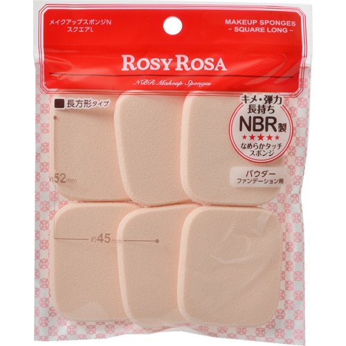 Rosie Rosa Makeup Sponge N Square L 6P - Compact Fitting Square Sponge