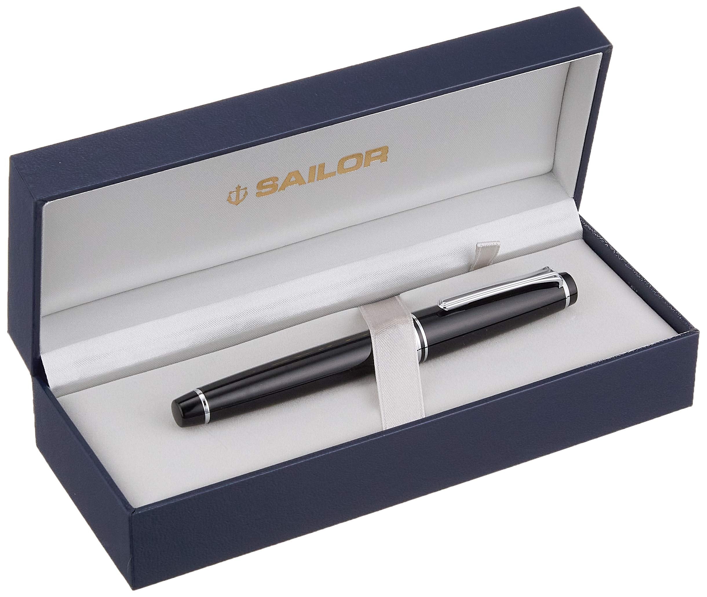 Sailor Professional Gear Slim Black Silver Medium Fine Fountain Pen 11-1222-320