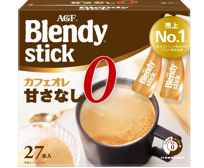 Ajinomoto Agf Blendy Stick Cafe Au Lait No Sugar Instant Coffee 27 Sticks - Sugar-Free Coffee