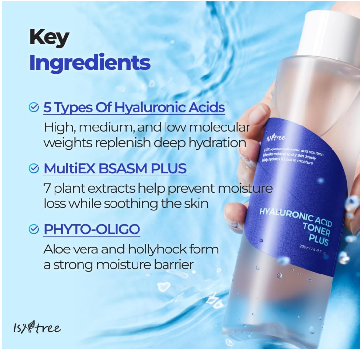 Isntree Hyaluronsäure Toner Plus 200ml - Feuchtigkeitsspendender Toner - Tiefenwirksame Feuchtigkeitspflege