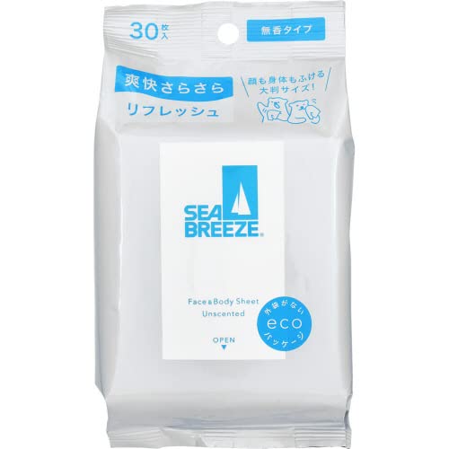 Sea Breeze Unscented Deodorant Body Wipes 30 Count Pack