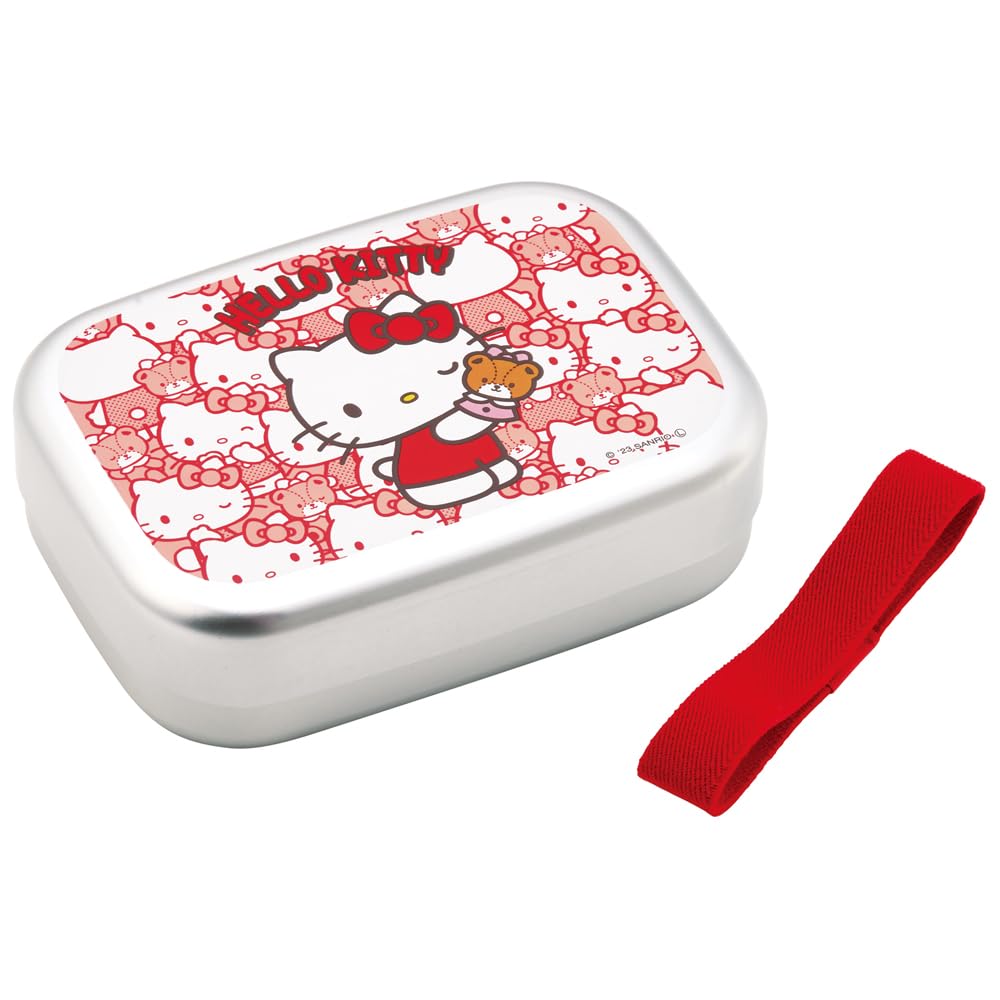Skater Hello Kitty Aluminum Lunch Box 370Ml with Belt for Kids Japan Made
