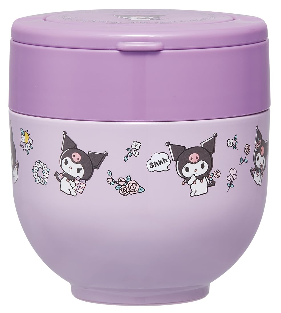 Skater Insulated Lunch Jar 540Ml with Handle Sanrio Kuromi Flower Design