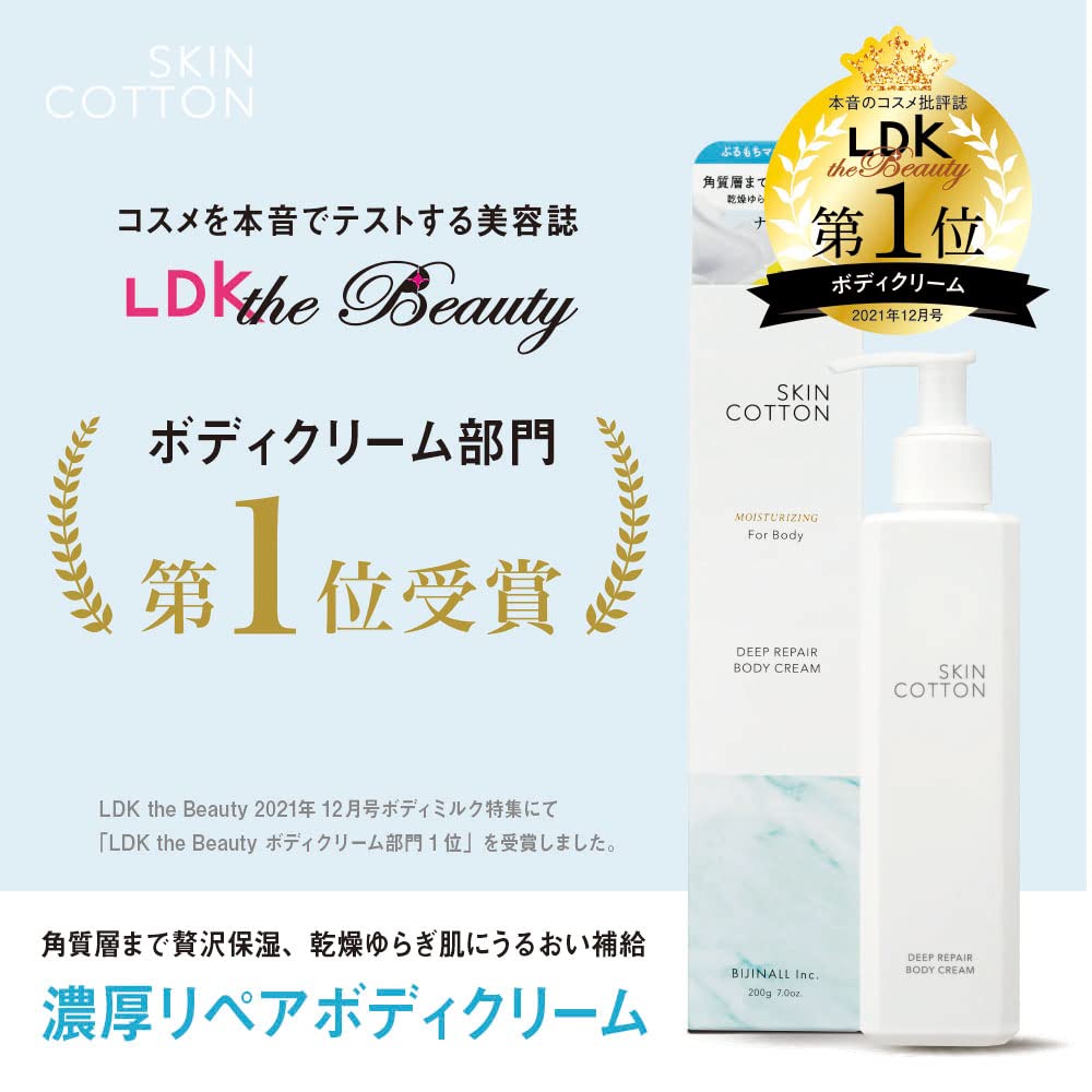 Skin Cotton Rich Repair Body Cream with Niacinamide for Dry Skin 200g