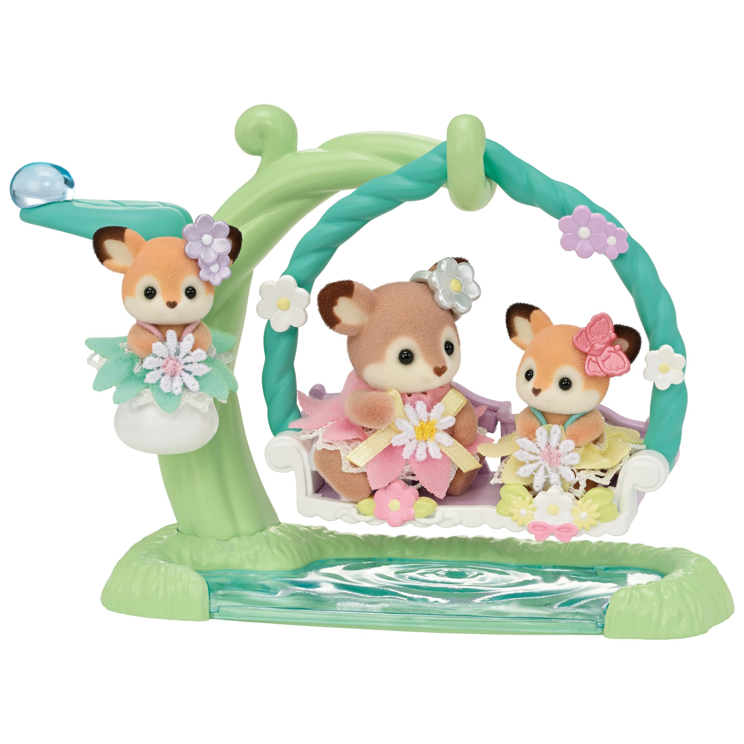 Epoch Sylvanian Families Deer Waterside Swing Set St Mark Certified Dollhouse for Age 3+