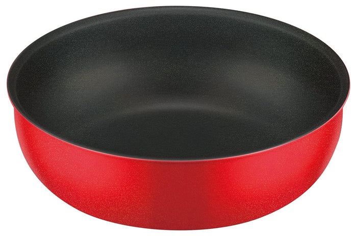 Thermos 24cm Durable Frying Pan with Removable Handle for Gas Stove - Bright Red