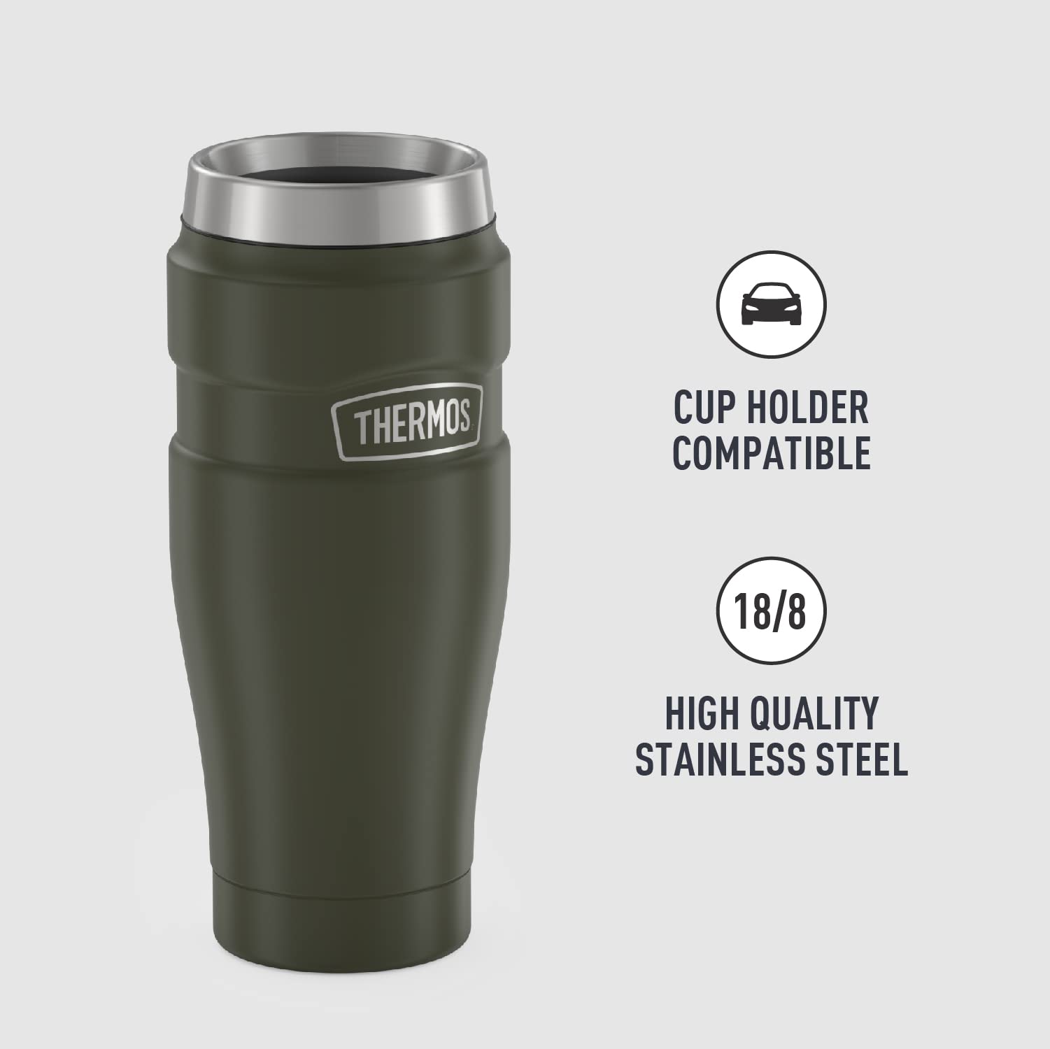 Thermos Stainless King 16Oz Vacuum Insulated Travel Tumbler in Matte Green