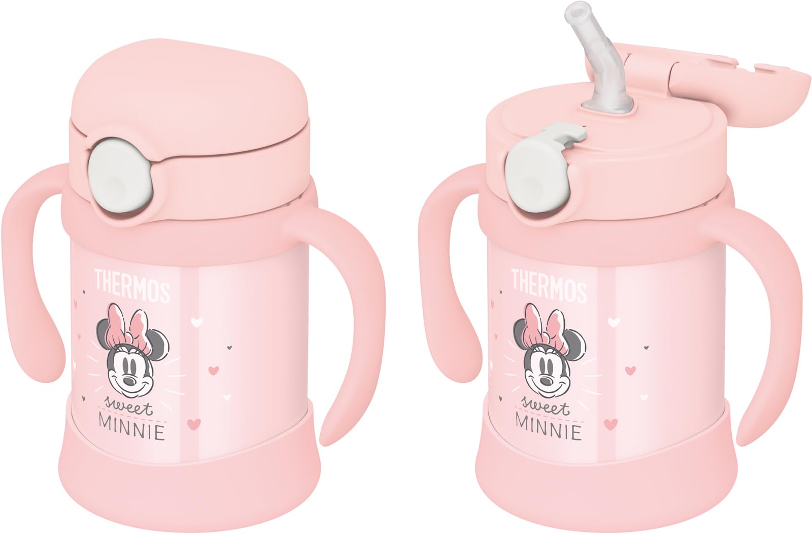Thermos Vacuum Baby Straw Mug 250Ml Pastel Pink Minnie Mouse Insulated