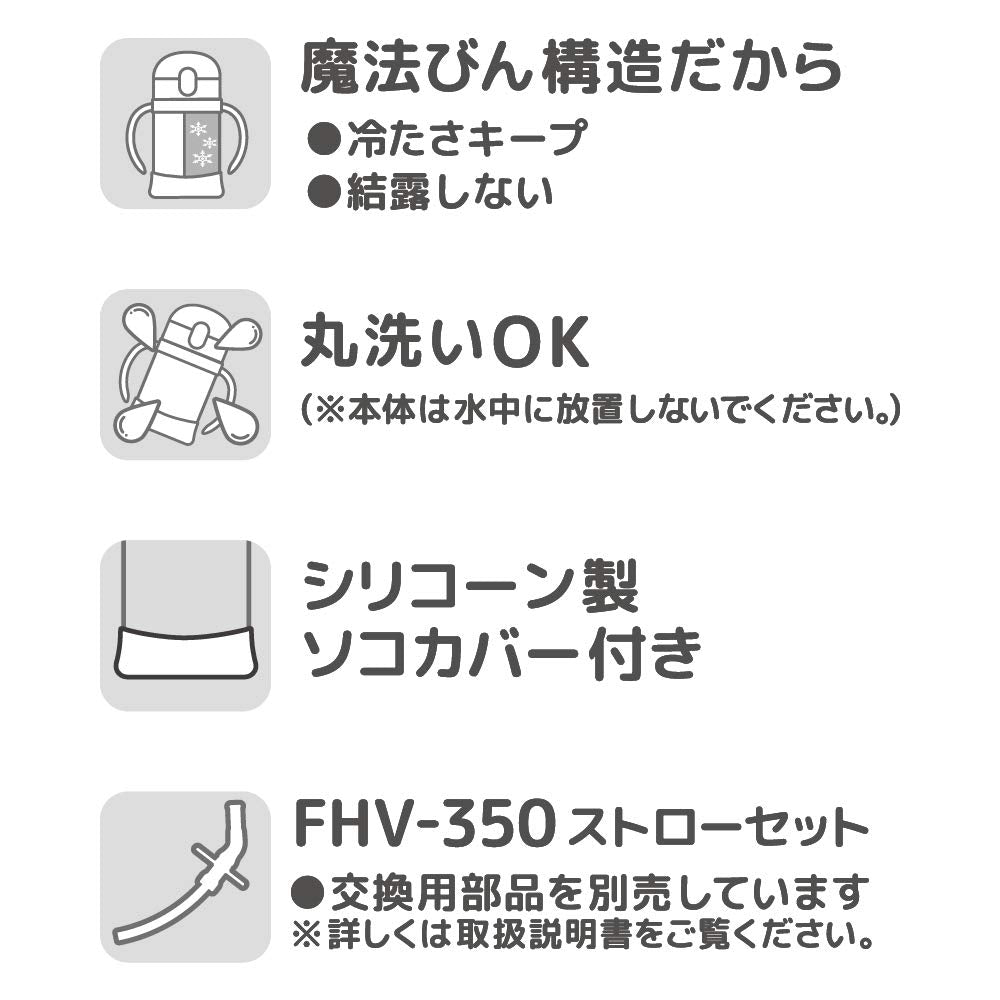 Thermos 350ml Vacuum Flask Baby Straw Mug in Blue and White