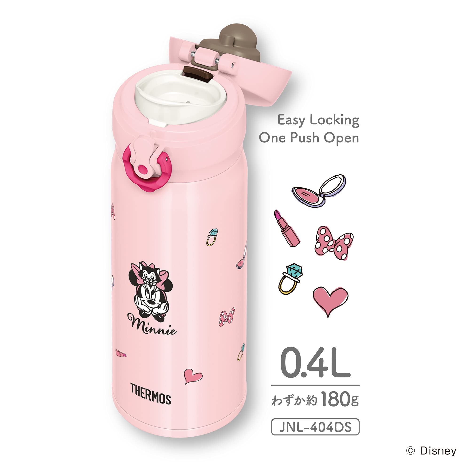 Thermos Vacuum Insulated 400Ml Portable Mug Disney Ribbon Pink Jnl-404Ds Rbp