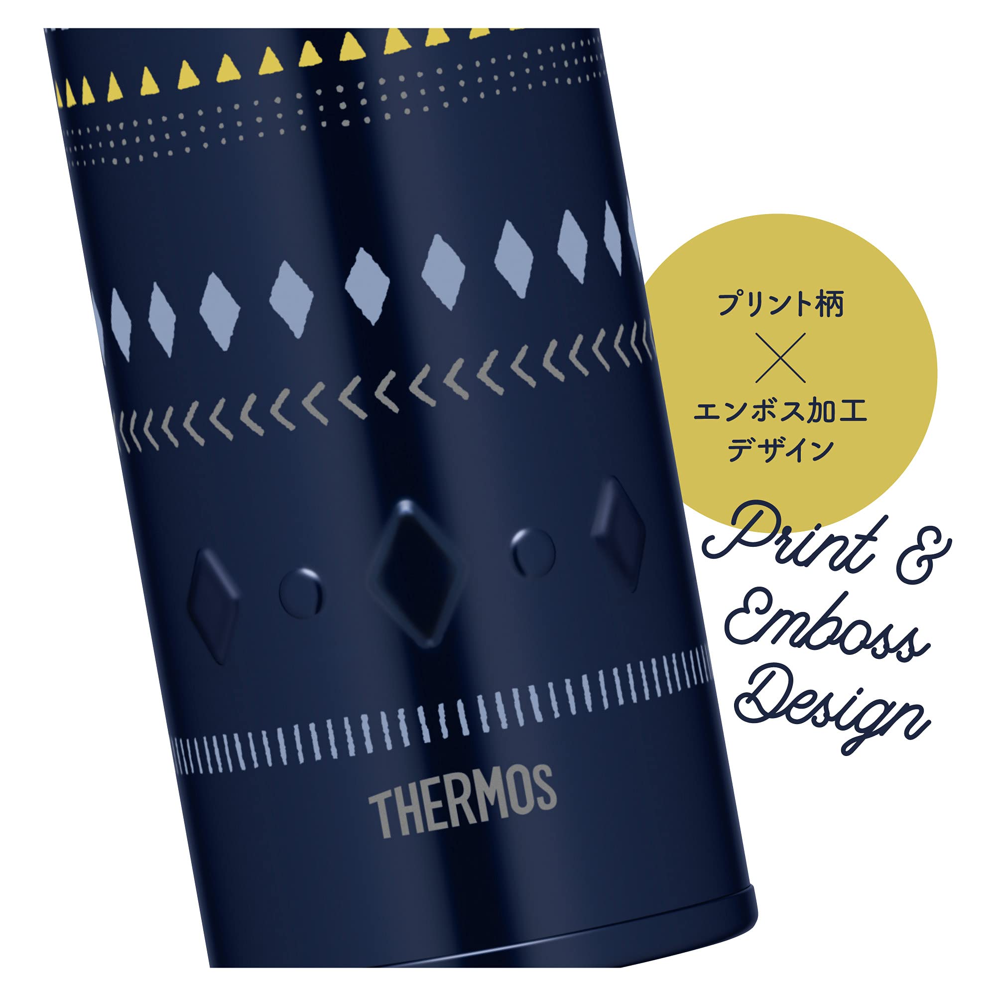 Thermos JNR-401 NV-Y 400ml Vacuum Insulated Portable Mug in Navy Yellow