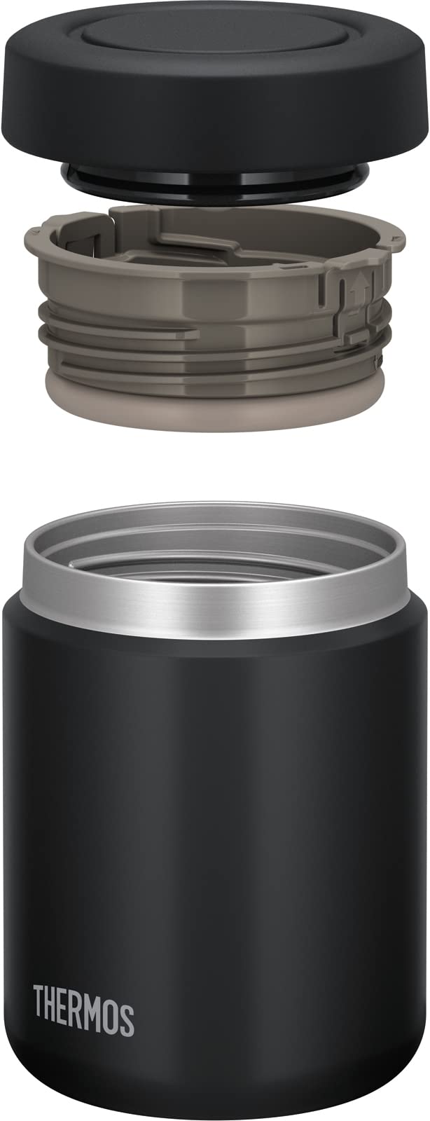 Thermos 500ml Black Vacuum Insulated Soup Jar Easy Clean Gentle Round Mouth - JBR-501 BK