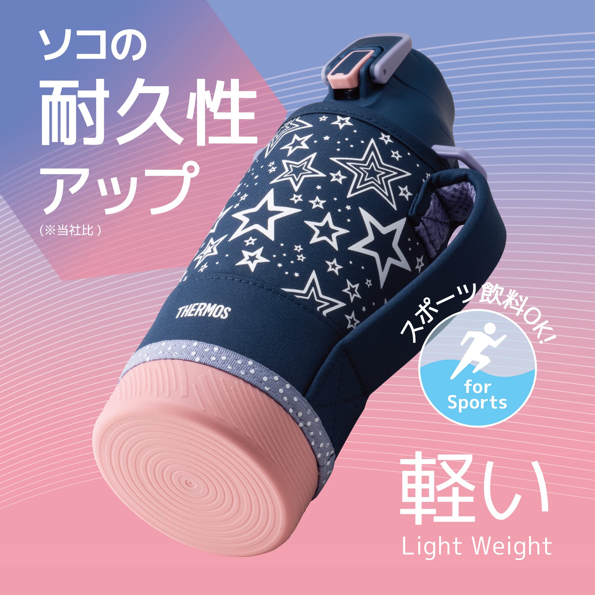 Thermos 0.8L Navy Peach Vacuum Insulated Sports Bottle for Cold Storage FHT-802F NVPC