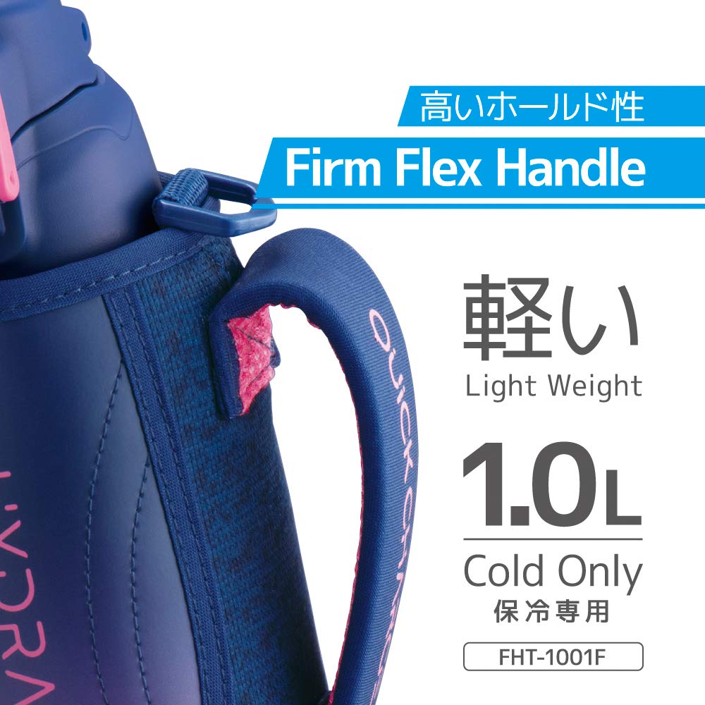 Thermos FHT-1001F 1L Navy Pink Vacuum Insulated Cold Only Sports Bottle