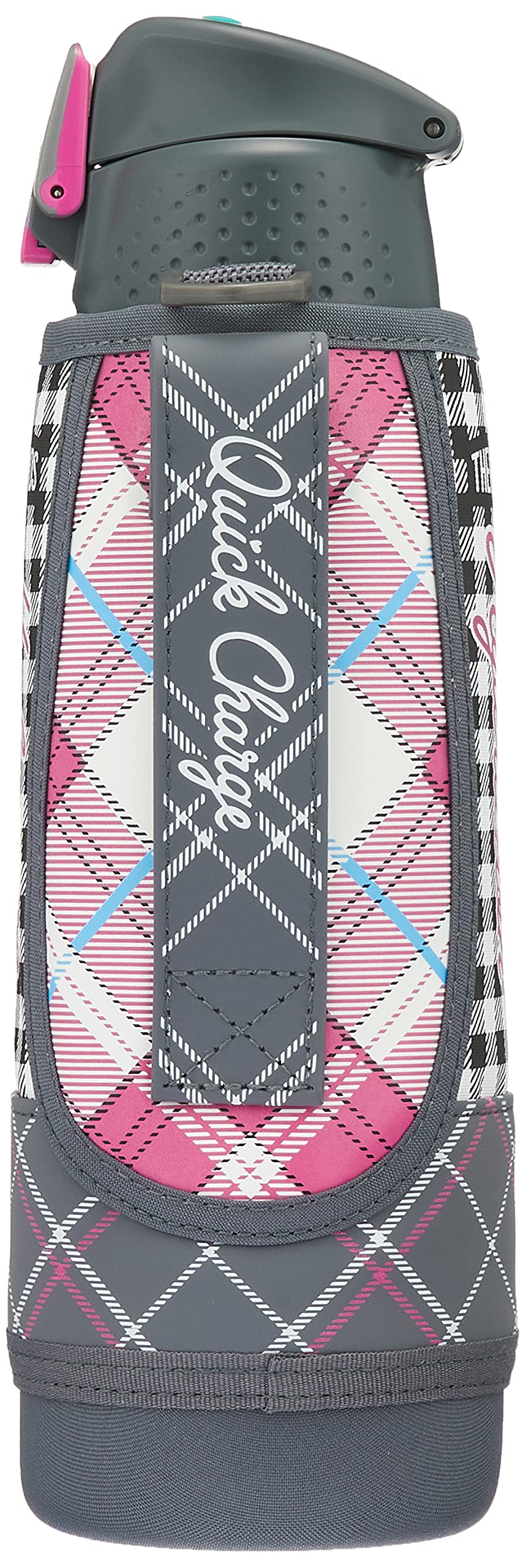 Thermos 1.0L Grey Gingham Vacuum Insulated Sports Bottle One-Touch Open Type