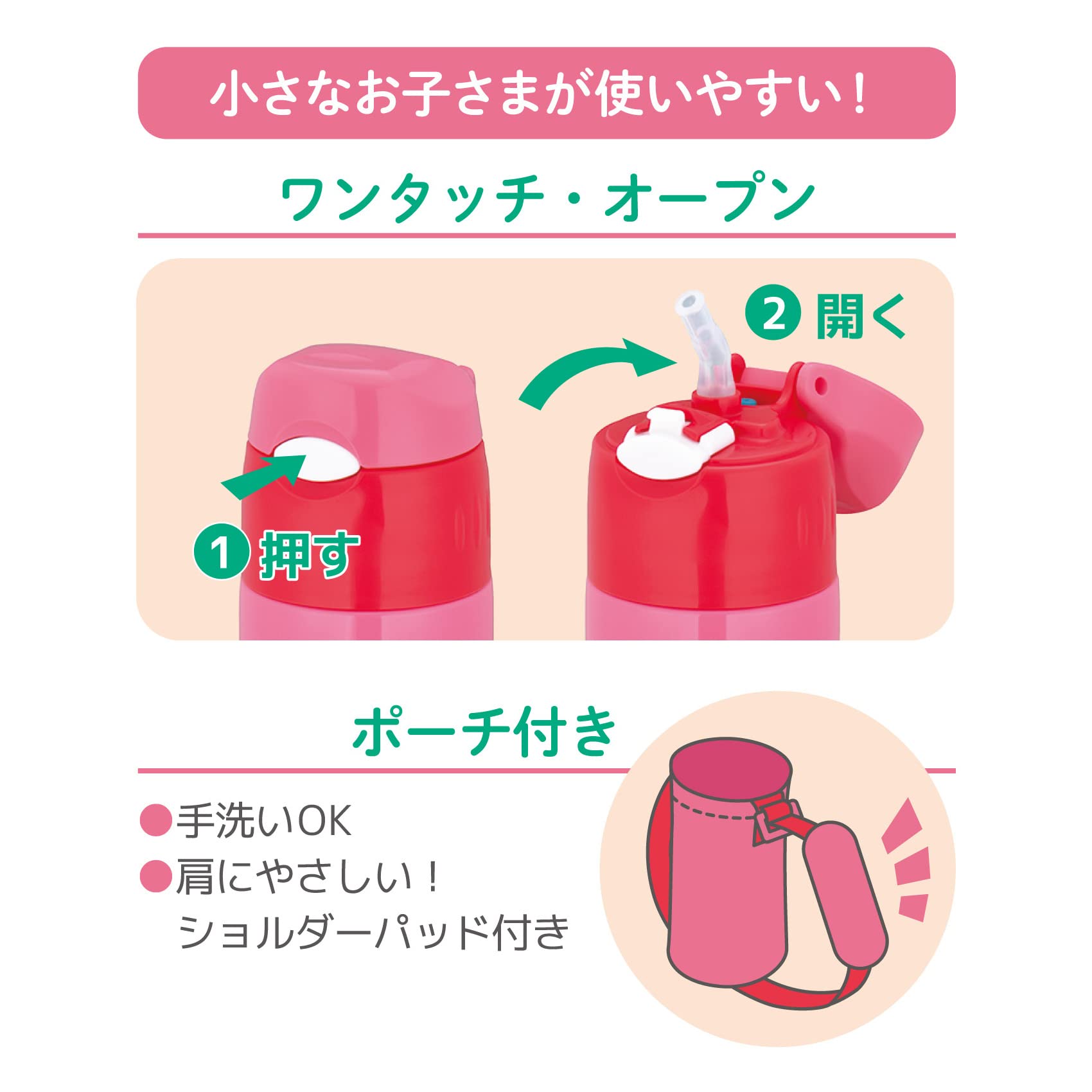 Thermos Minnie Strawberry Pink Vacuum Insulated Straw Bottle 400ml for Kids Cold Storage Only Fhl-403Fds Sbp