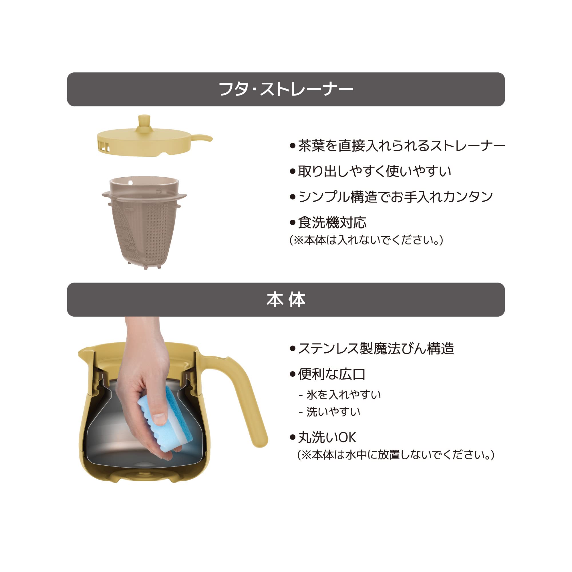 Thermos 450Ml Vacuum Insulated Teapot With Strainer Beige - Tte-450