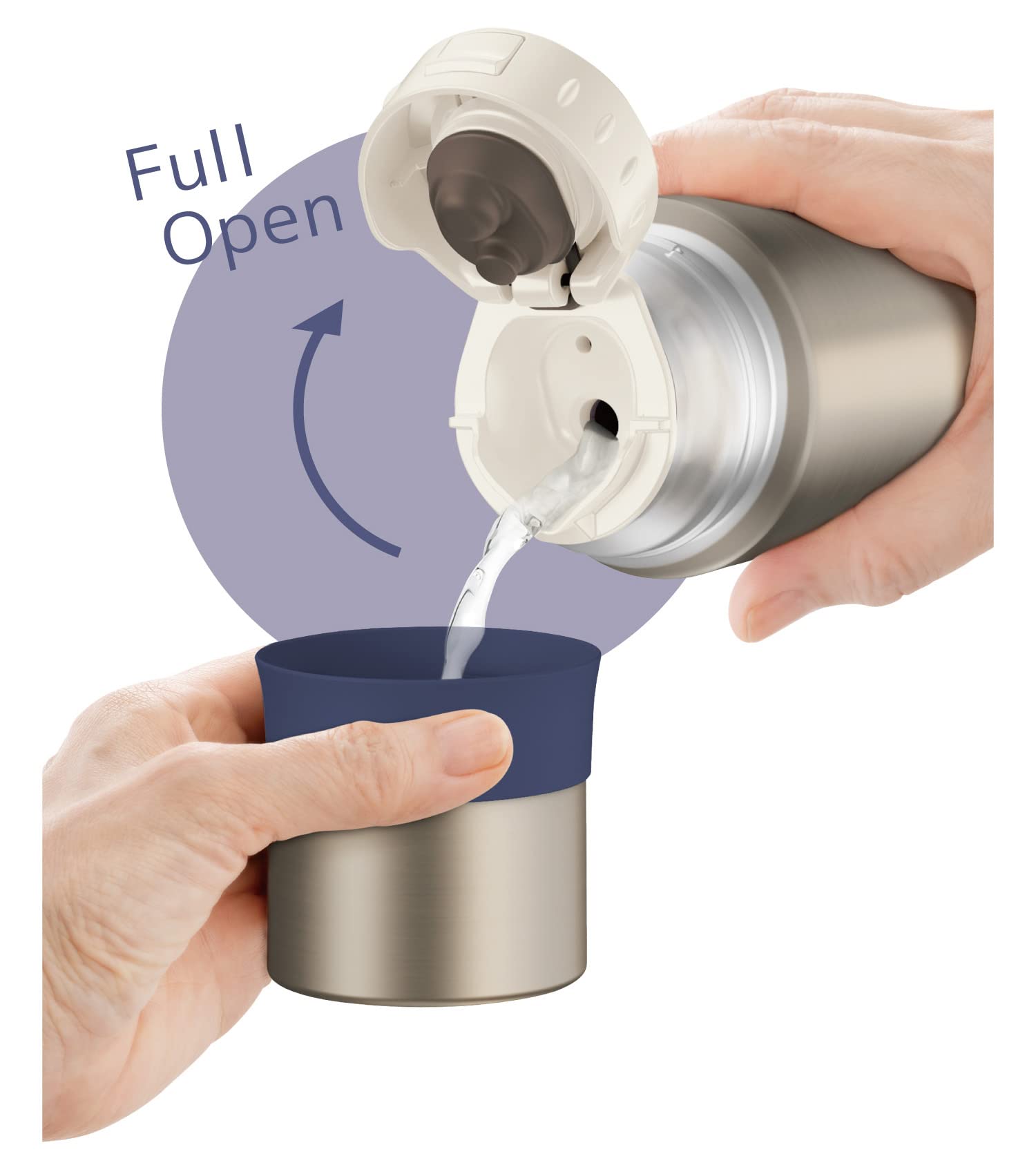 Thermos Blue Stainless Steel 500ml Water Bottle - Cup Type Ffm-502 Stbl