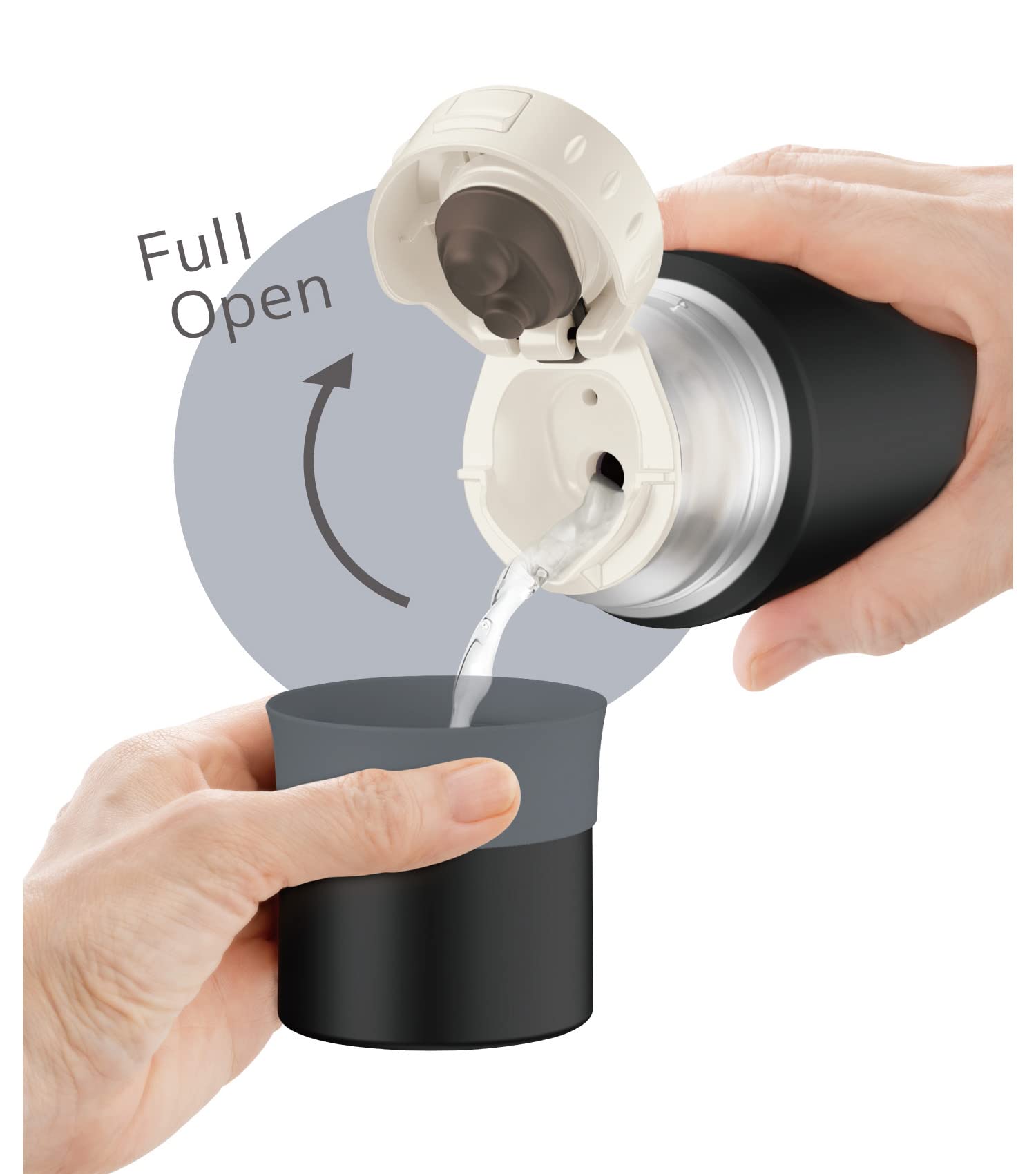 Thermos Stainless Steel Water Bottle 500ml Stone Black Cup Type - FFM-502 STB