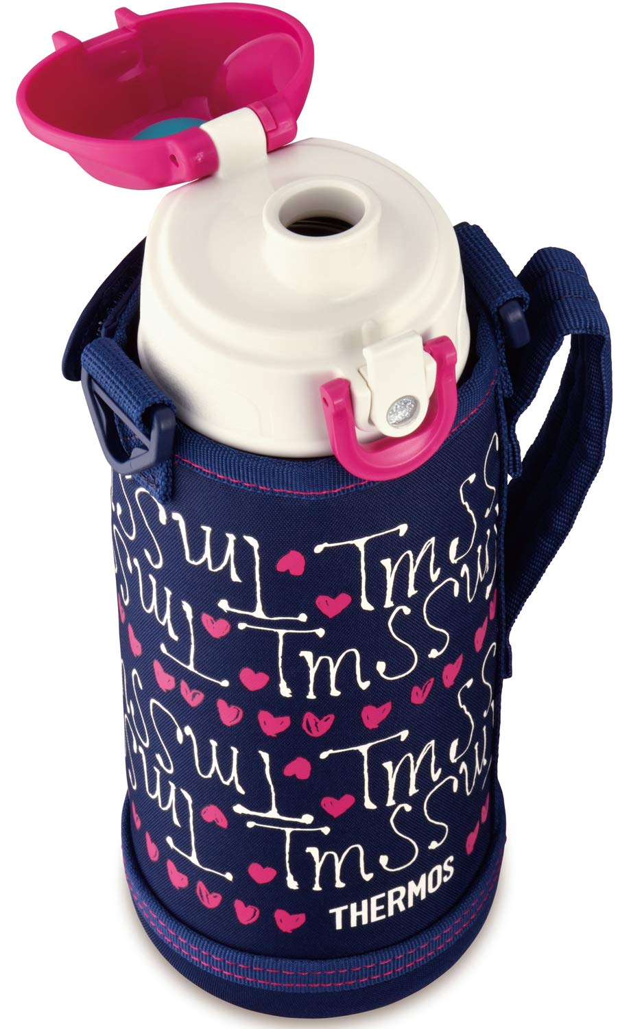 Thermos Vacuum Insulated 0.8L Navy Water Bottle with Heart Design Model Fho-801Wf Nv-H