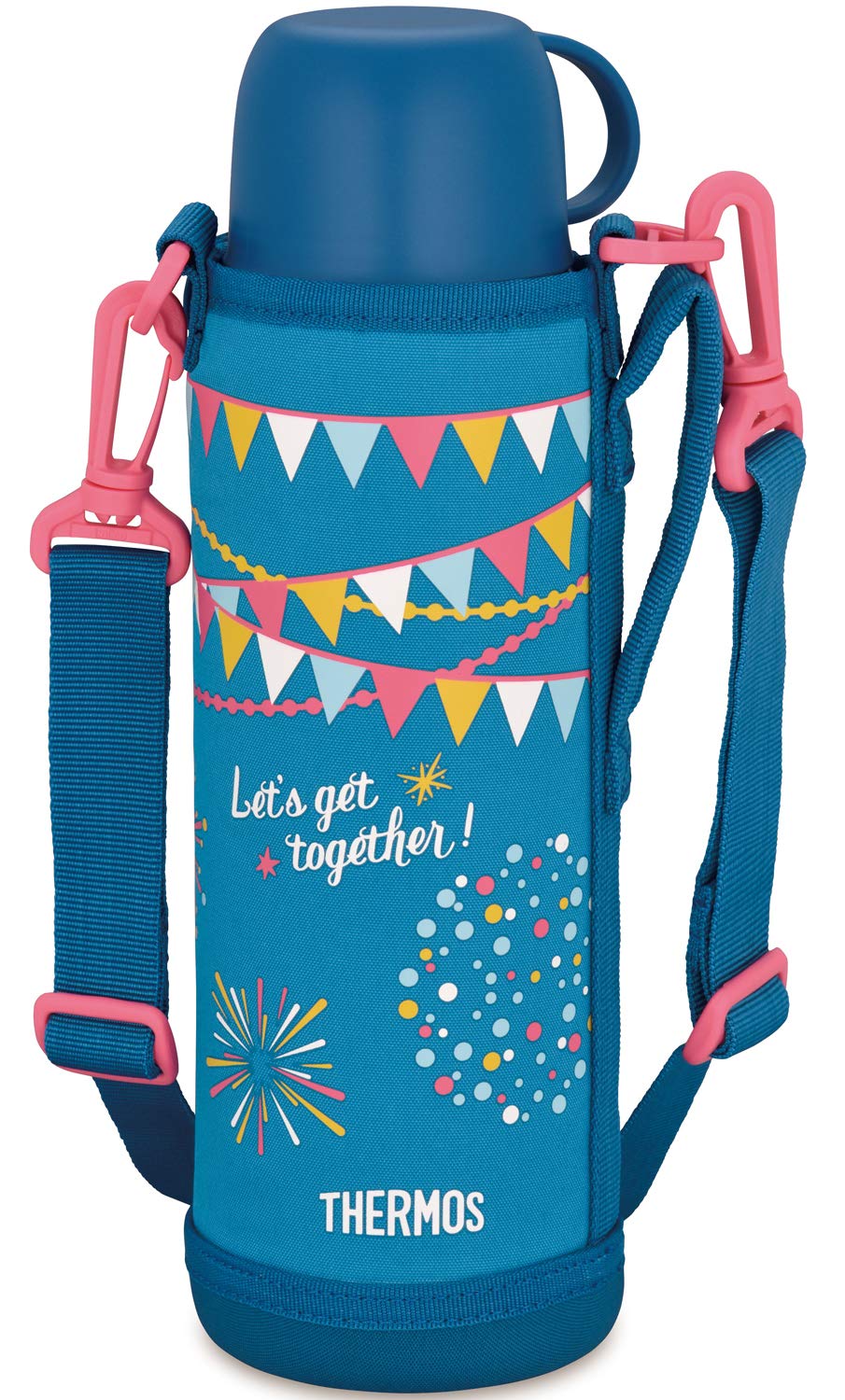 Thermos 1.0L Blue Flag Vacuum Insulated 2-Way Water Bottle Fho-1001Wf Bl-F