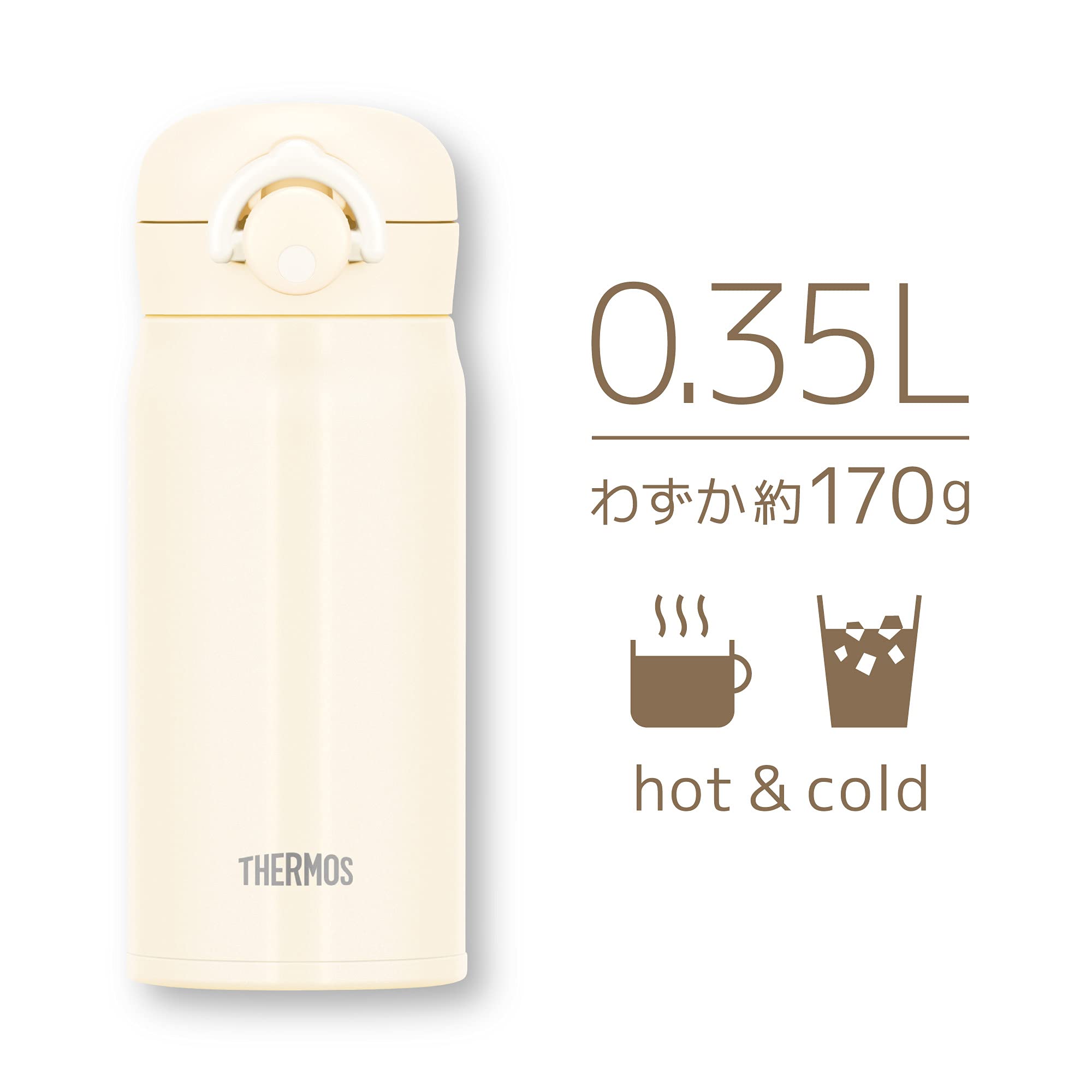 Thermos Vacuum Insulated Water Bottle Mobile Mug 350ml Milk White - JNR-352 Mwh