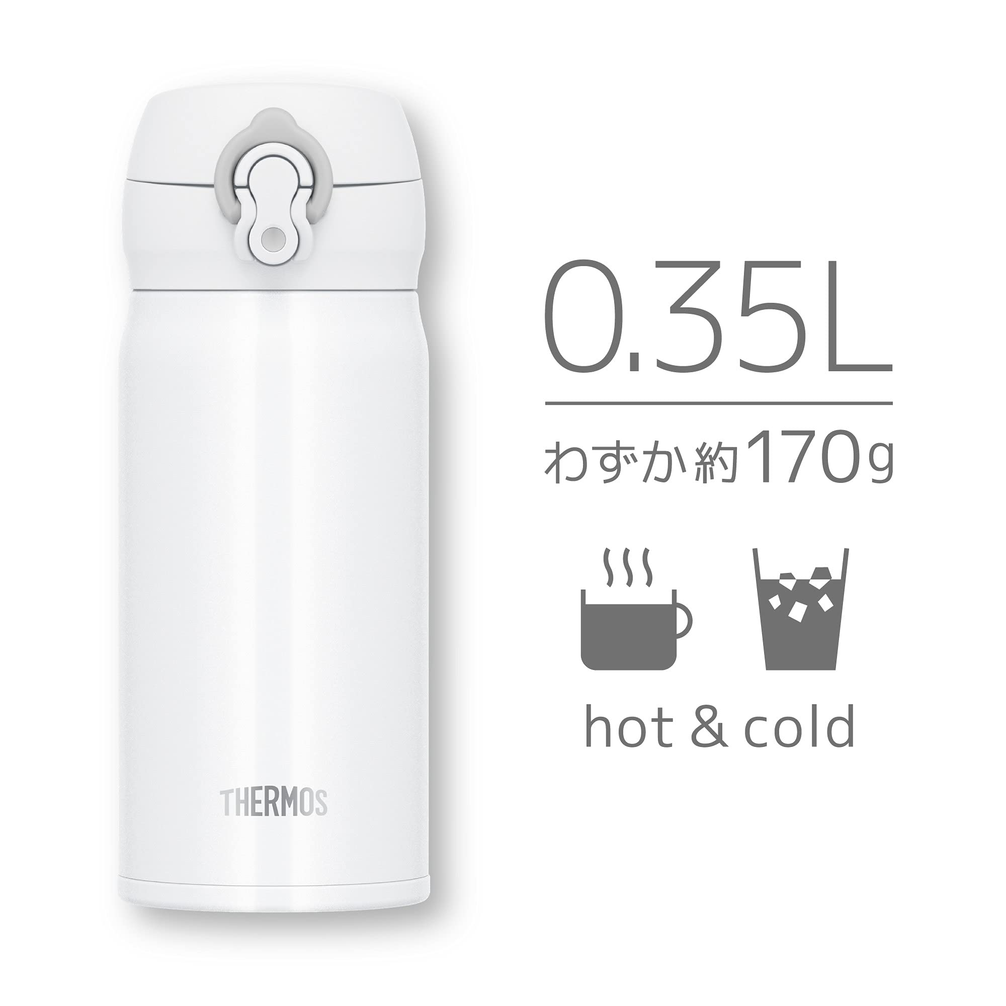 Thermos 350ml Vacuum Insulated Water Bottle Mobile Mug in White Gray JNL-355 WHGY