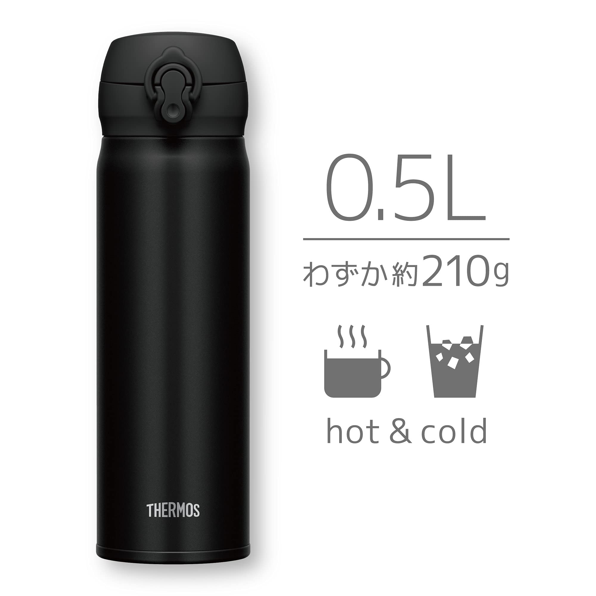 Thermos JNL-505 Vacuum Insulated 500ml Water Bottle Deep Black Mobile Mug