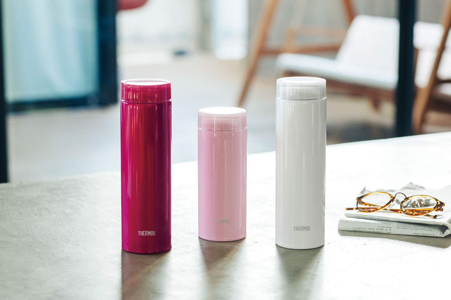 Thermos Vacuum Insulated 350Ml Portable Water Bottle in Powder Pink