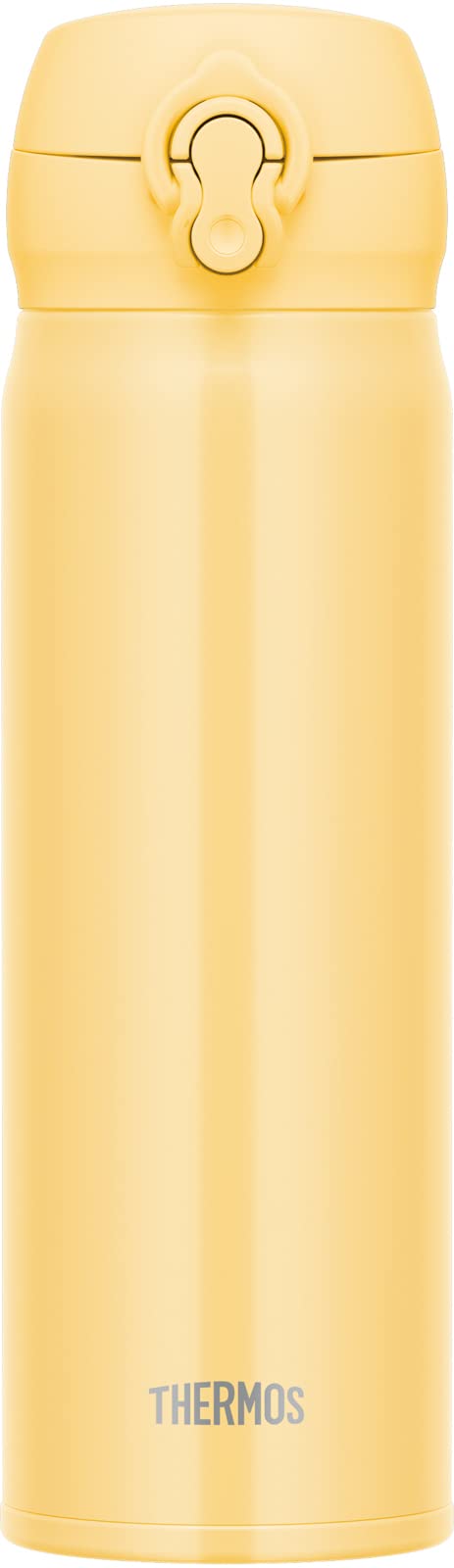 Thermos 500Ml Vacuum Insulated Stainless Steel Water Bottle Cream Yellow One-Touch Open Easy Clean