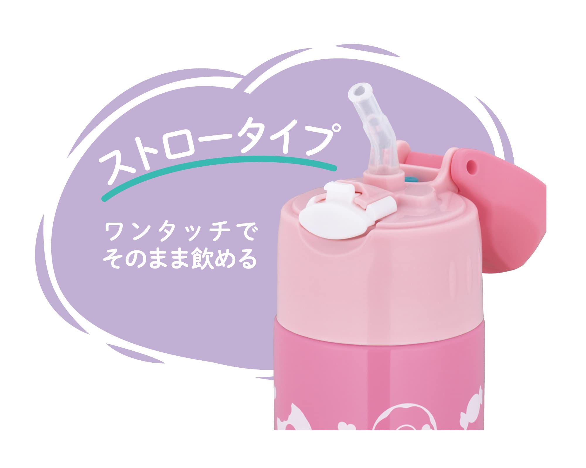 Thermos FHL-403F PL-P 400ml Purple Pink Vacuum Insulated Straw Water Bottle for Children For School Cold Storage Only