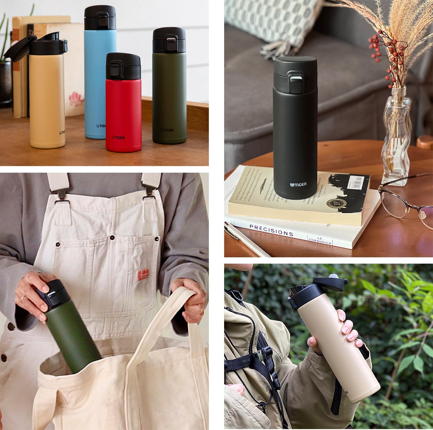 Tiger - Lightweight 600ml Stainless Steel Water Bottle Hot & Cold Insulated - White Mka-K060Wk