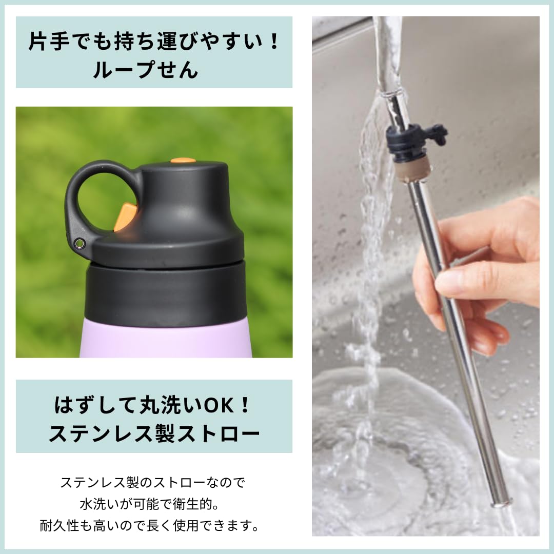 Tiger Vacuum Bottle 500ml with Stainless Steel Straw – Viridian Blue-Green