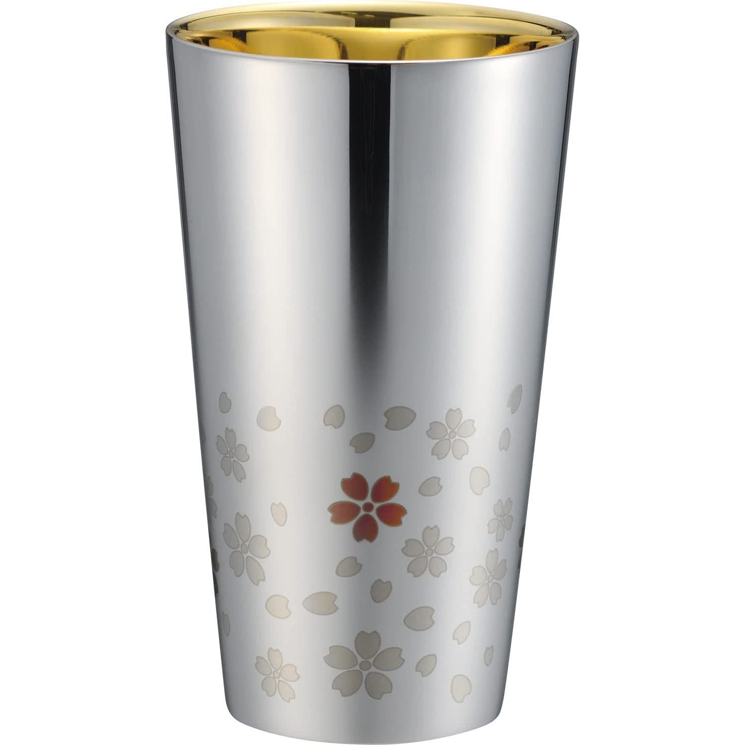 Wahei Freiz Double Wall Tumbler Silver with Sakura Pattern
