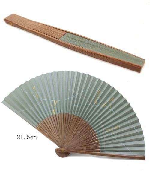 Yamani Dragonfly Green Japanese Folding Fan 21.5cm Sensu Design