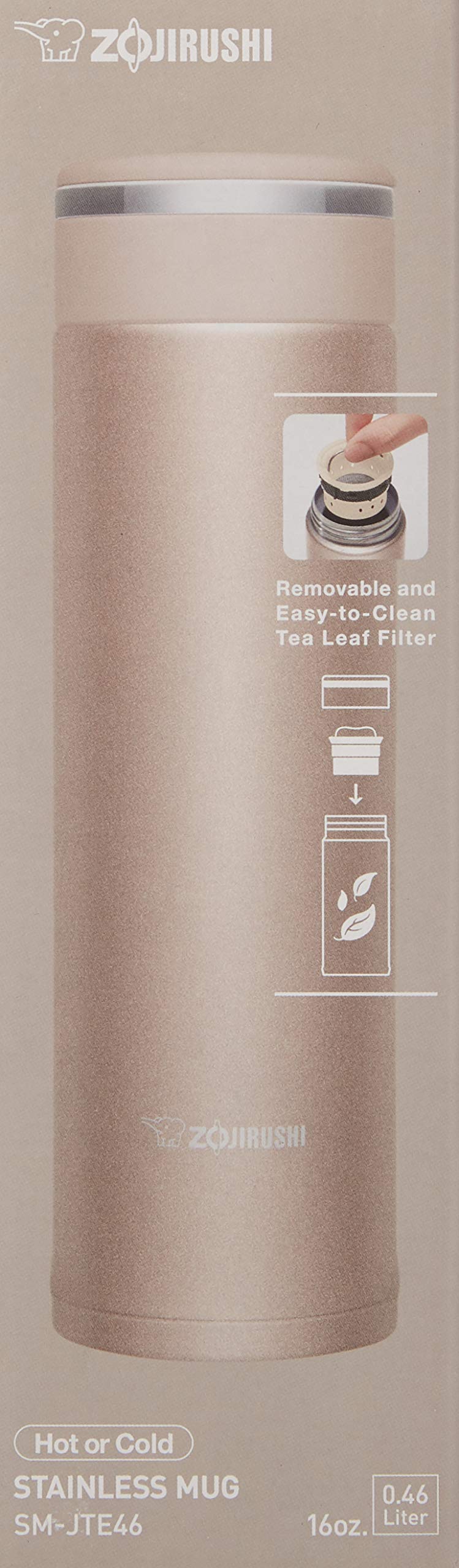 Zojirushi 16-Oz Stainless Steel Travel Mug with Tea Leaf Filter in Pink Champagne