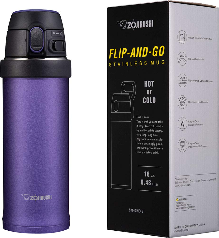 Zojirushi 16Oz Flip and Go Stainless Steel Mug in Dusk Purple