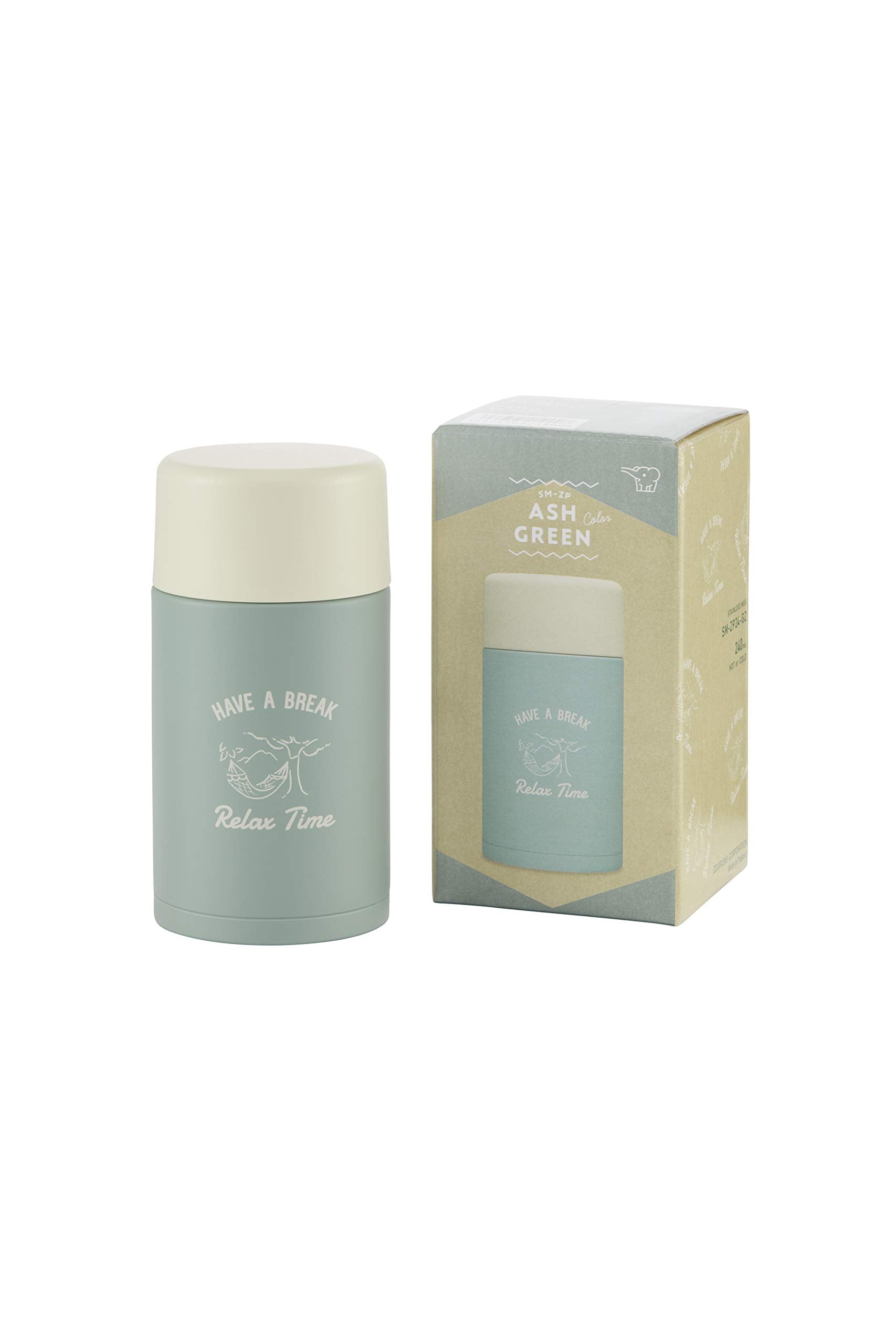 Zojirushi Stainless Steel Water Bottle Ash Green Seamless Screw Mug 0.24L