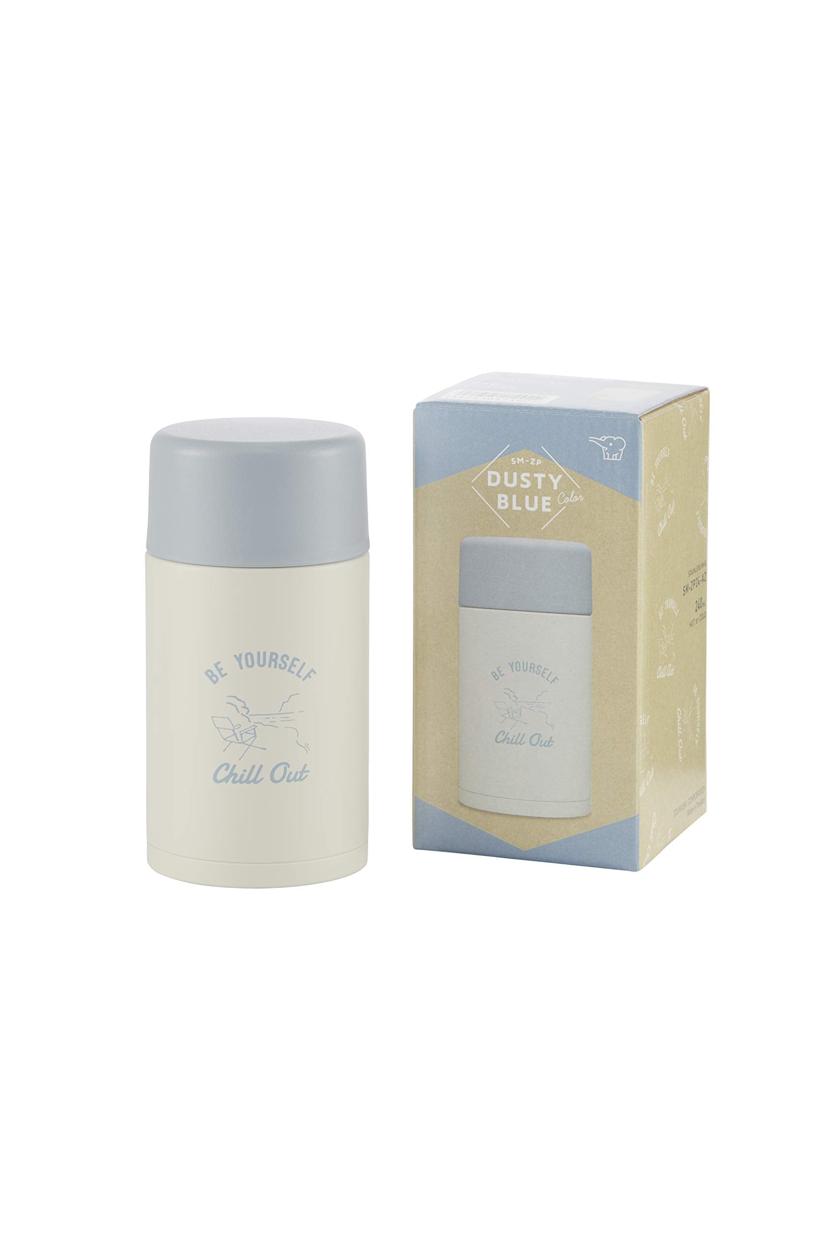 Zojirushi Dusty Blue Stainless Steel Water Bottle Seamless 0.24L Screw Mug - Sm-Zp24-Az