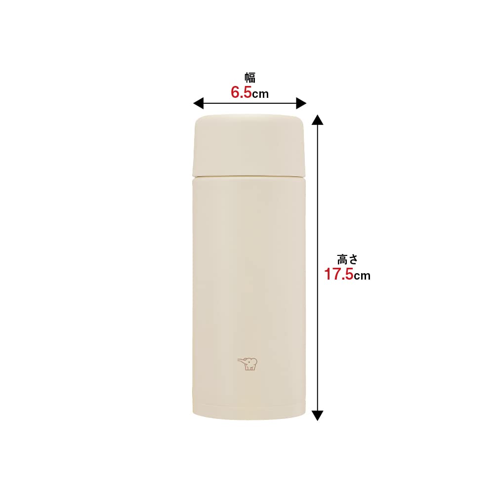 Zojirushi Sand Beige Stainless Steel Water Bottle 360ml with Seamless Cap Easy to Clean SM-ZB36-CM