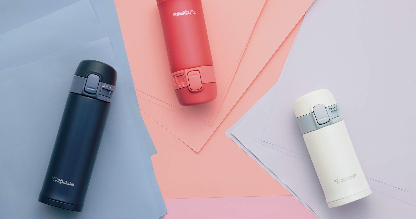 Zojirushi 300ml Stainless Steel Water Bottle One-Touch Open White - SM-PC30-WA