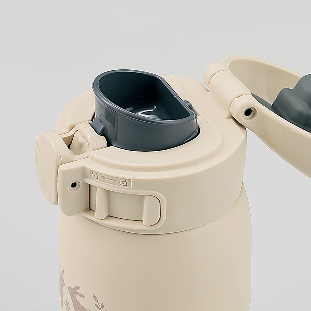 Zojirushi Seamless Stainless Steel Beige Water Bottle Mug One-Touch 0.24L