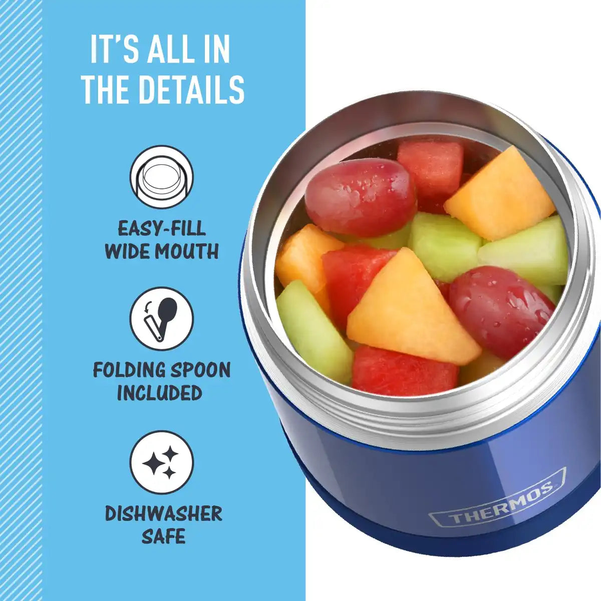 Thermos Funtainer 10oz Vacuum Insulated Stainless Steel Kids Food Jar with Spoon Navy