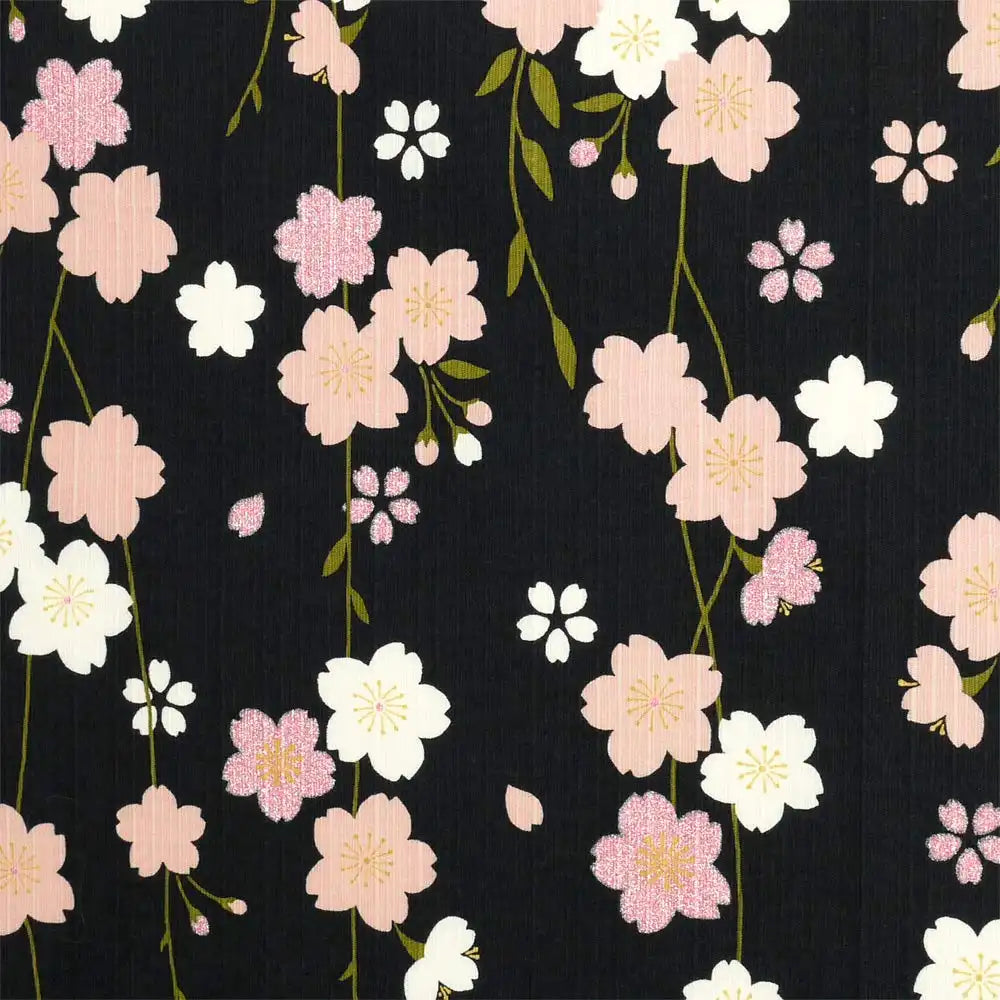 Hama Pattern Furoshiki 50Cm Weeping Night Cherry Blossoms Black Japan