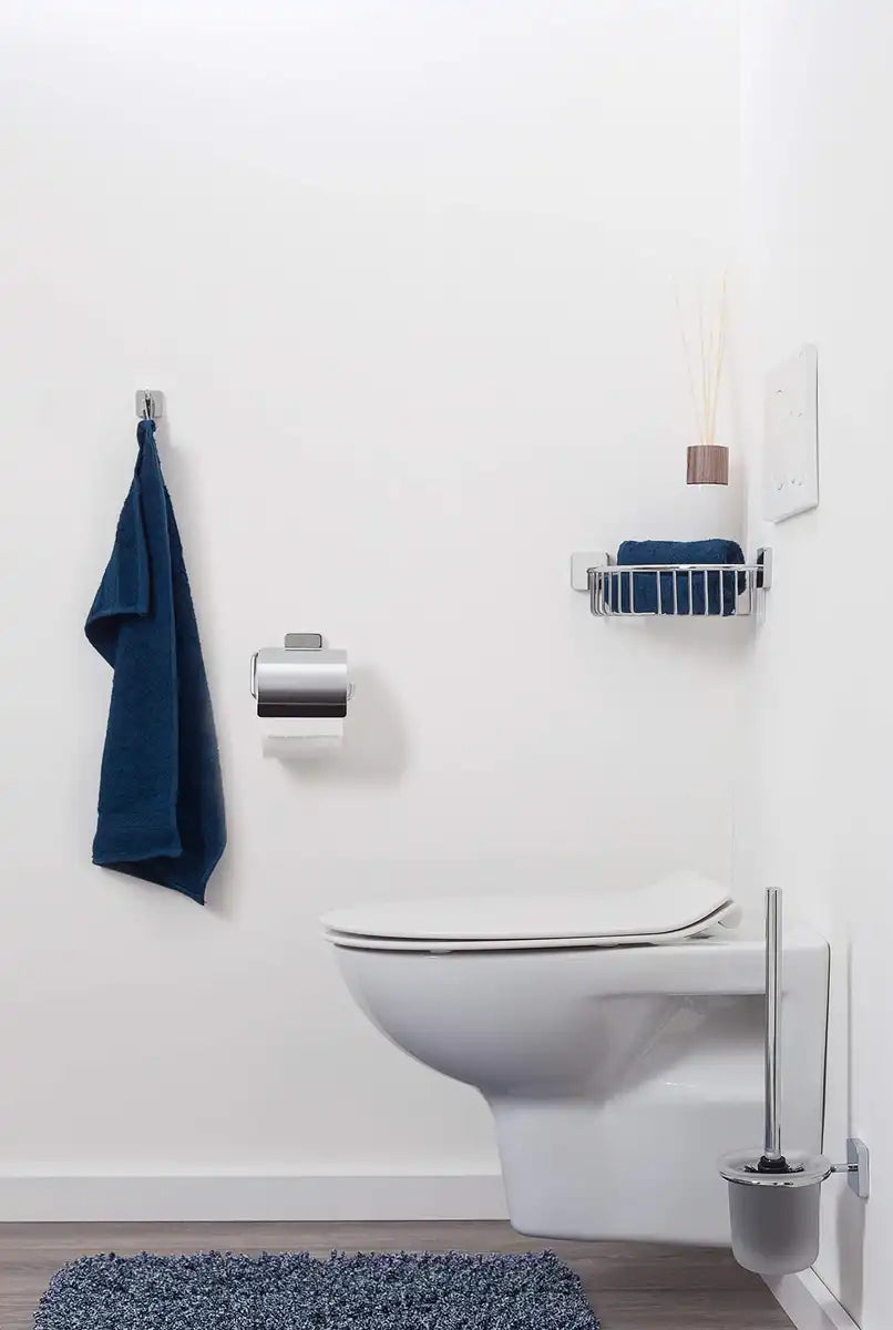 Tiger Onu Chrome Toilet Brush And Holder From Japan 11X37Cm 7X5.5Cm