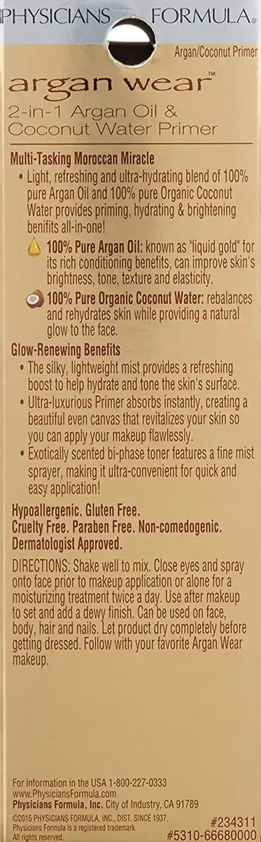 Physicians Formula 2-In-1 Argan Oil & Coconut Water Primer (30Ml) - Japan